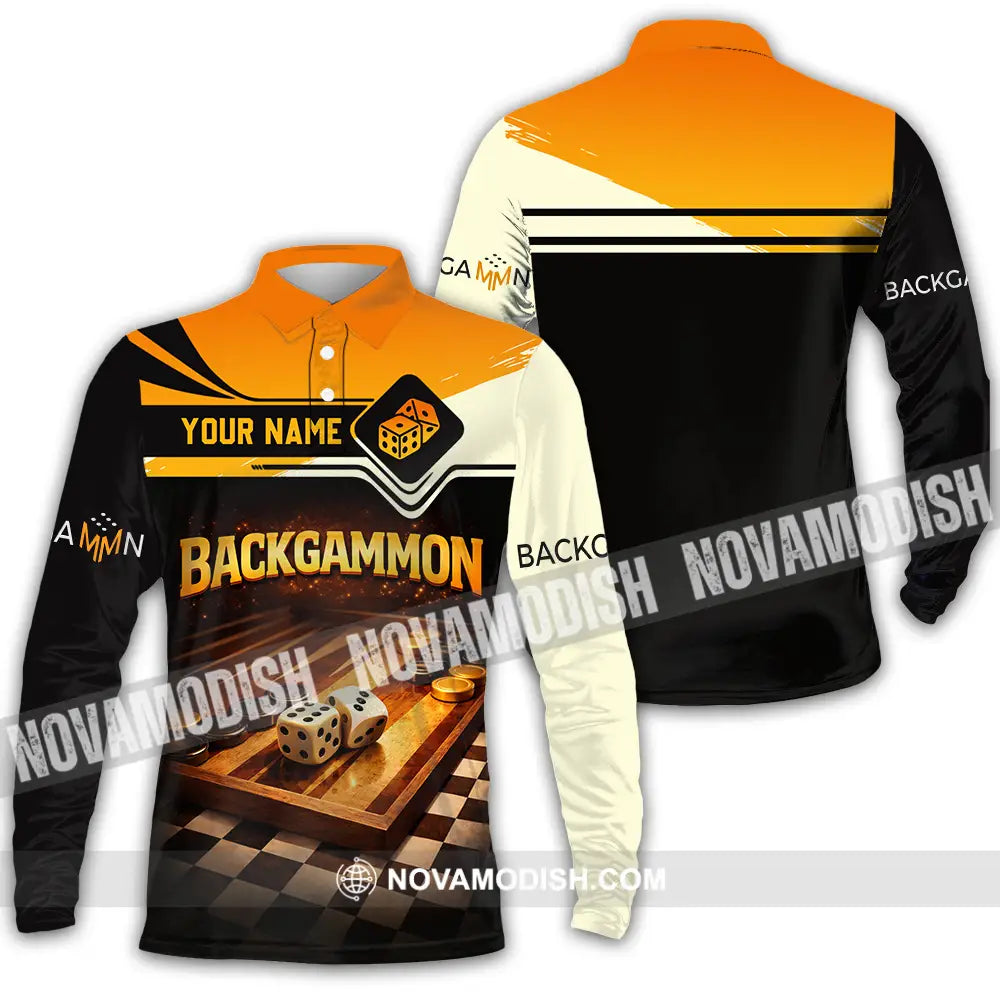 Unisex Shirt - Custom Backgammon 3D Shirt Long Sleeve Polo / S T-shirt