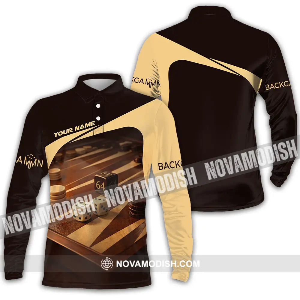 Unisex Shirt - Custom Backgammon 3D Shirt Long Sleeve Polo / S T-shirt