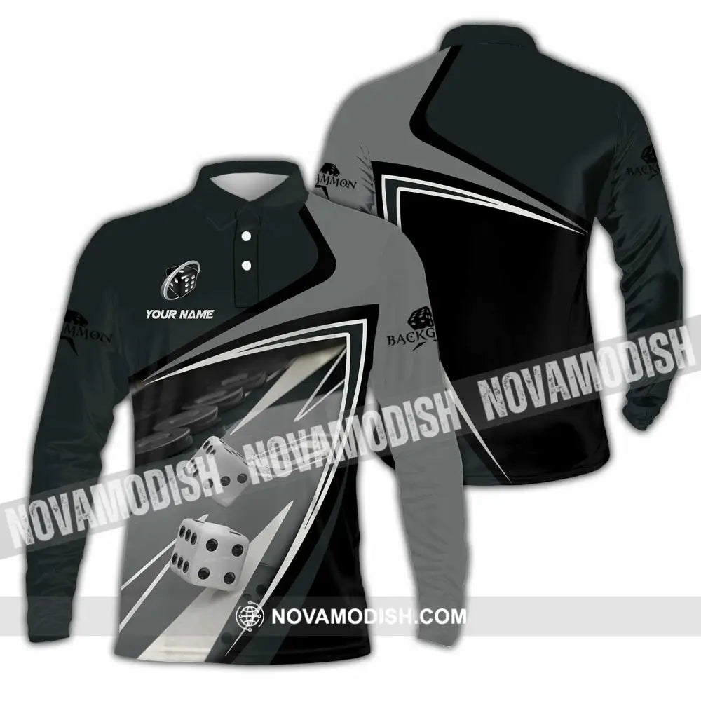 Unisex Shirt - Custom Backgammon 3D Shirt Long Sleeve Polo / S T-shirt
