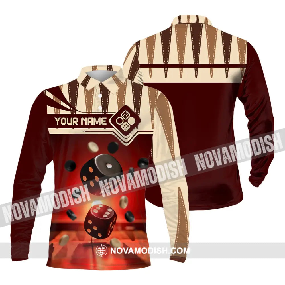 Unisex Shirt - Custom Backgammon 3D Shirt Long Sleeve Polo / S T-shirt