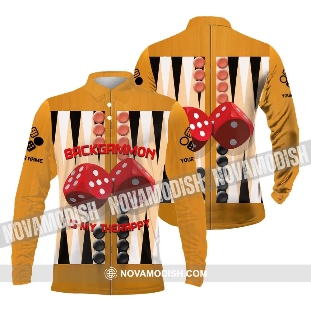 Unisex Shirt - Custom Backgammon 3D Shirt Long Sleeve Polo / S T-shirt