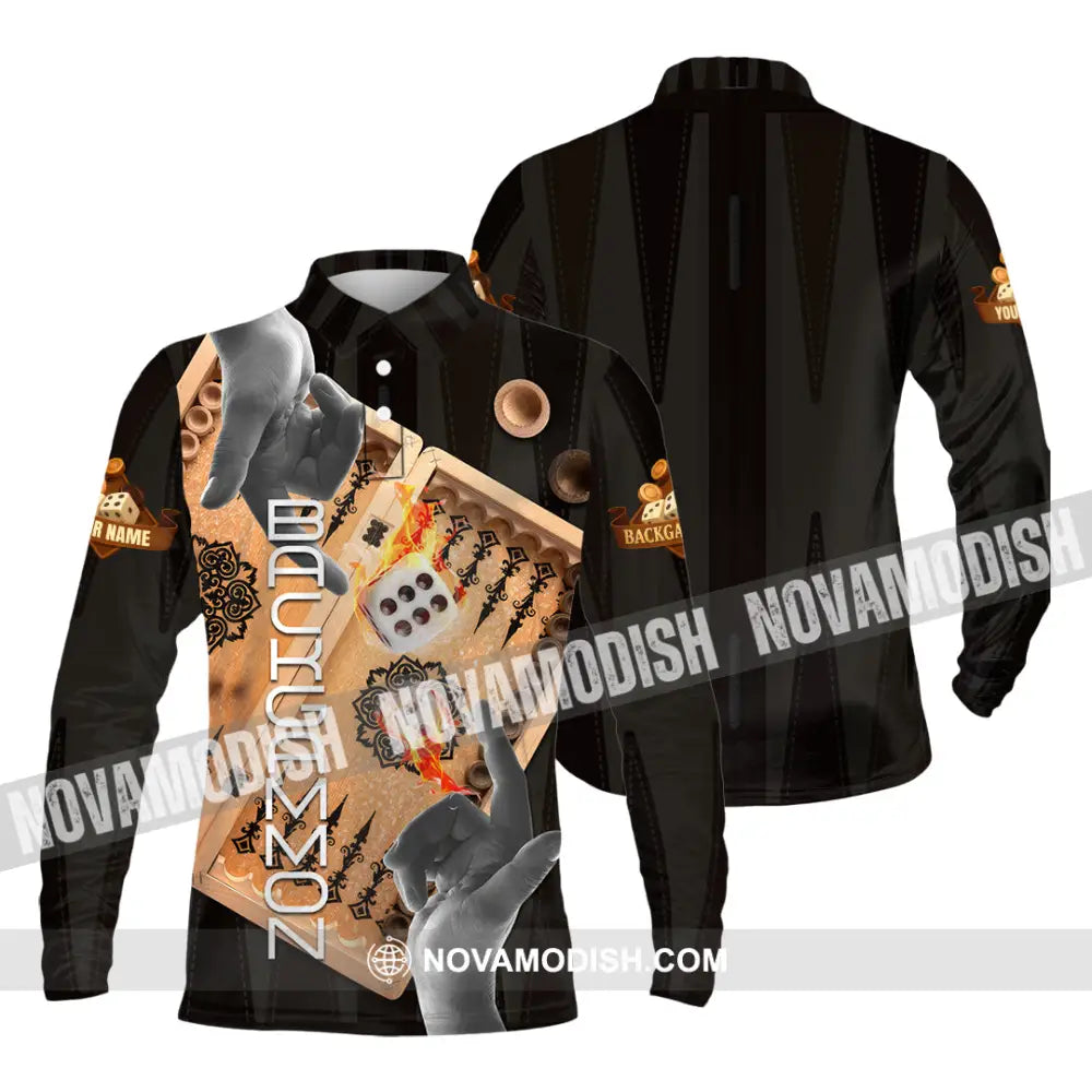 Unisex Shirt - Custom Backgammon 3D Shirt Long Sleeve Polo / S T-shirt