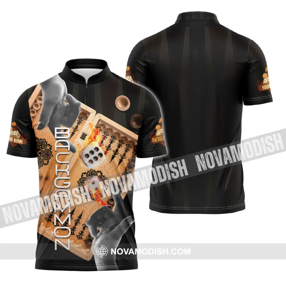 Unisex Shirt - Custom Backgammon 3D Shirt Zipper Polo Shirt / S T-shirt