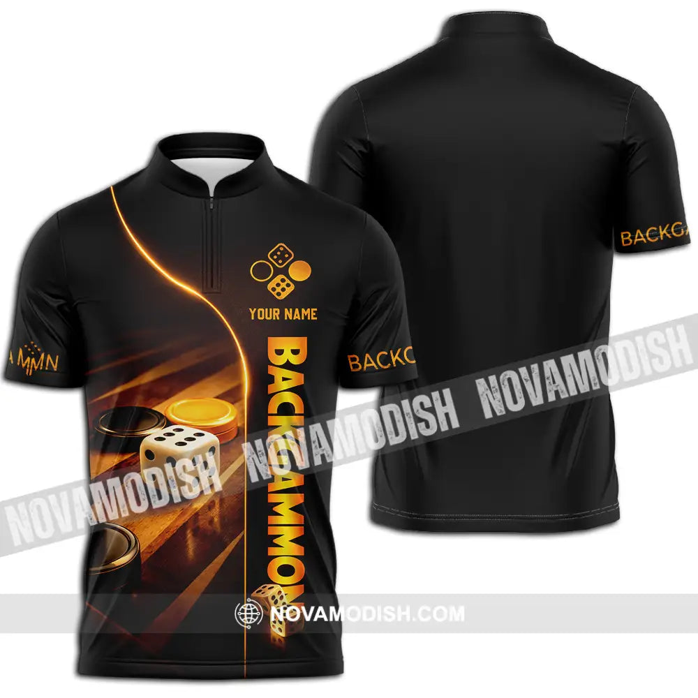 Unisex Shirt - Custom Backgammon 3D Shirt Zipper Polo Shirt / S T-shirt