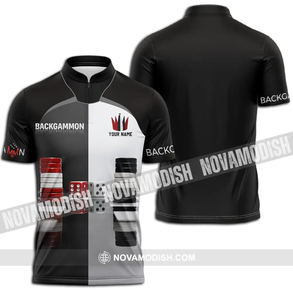 Unisex Shirt - Custom Backgammon 3D Shirt Zipper Polo Shirt / S T-shirt