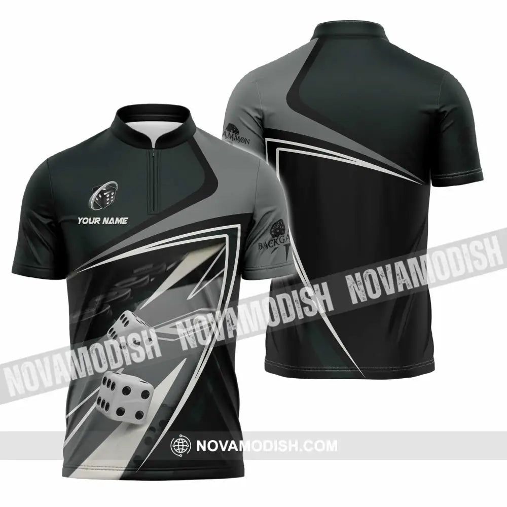 Unisex Shirt - Custom Backgammon 3D Shirt Zipper Polo Shirt / S T-shirt