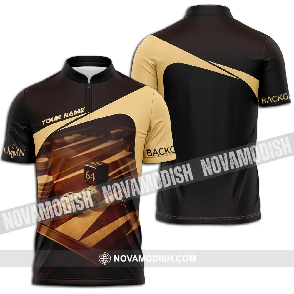 Unisex Shirt - Custom Backgammon 3D Shirt Zipper Polo Shirt / S T-shirt