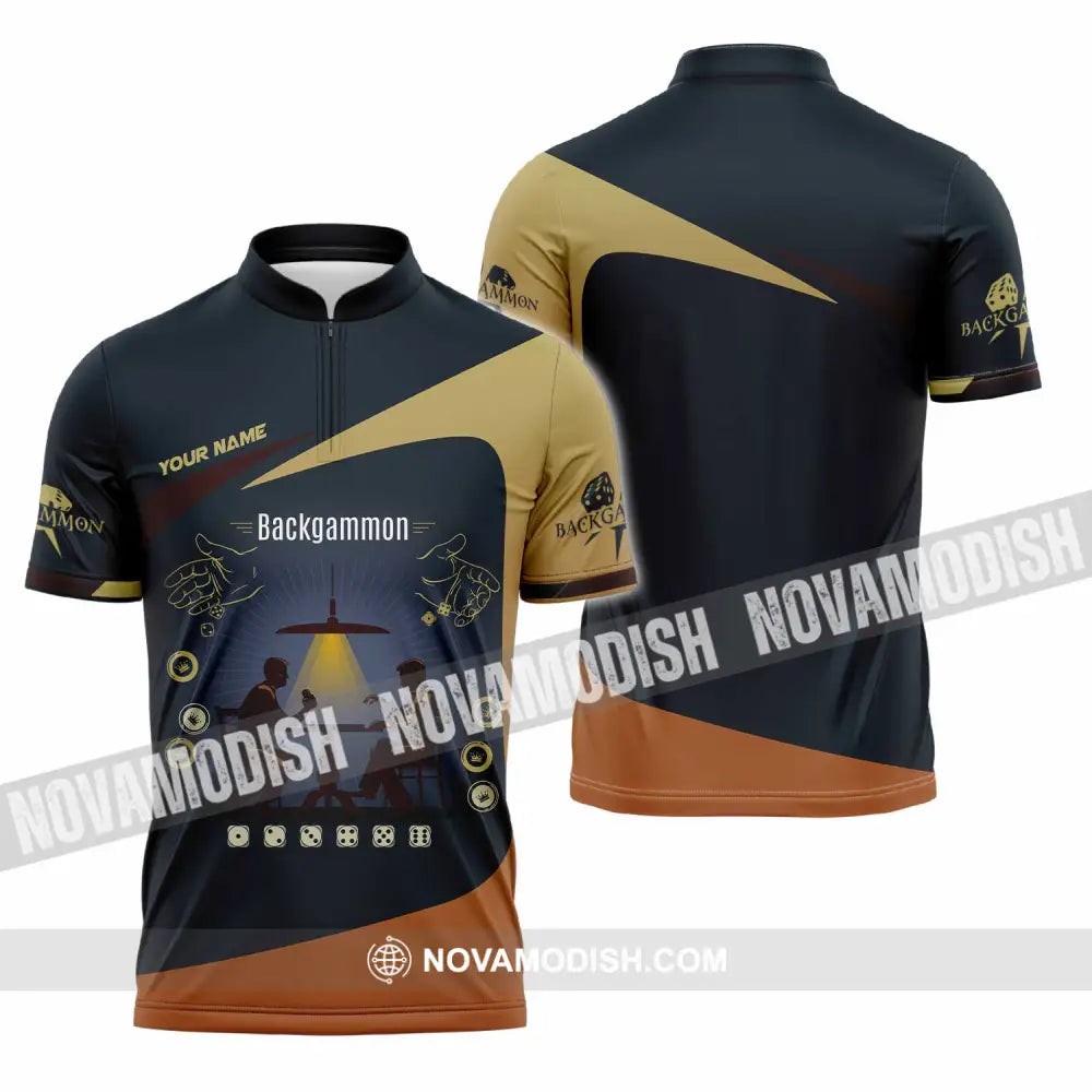 Unisex Shirt - Custom Backgammon 3D Shirt Zipper Polo Shirt / S T-shirt