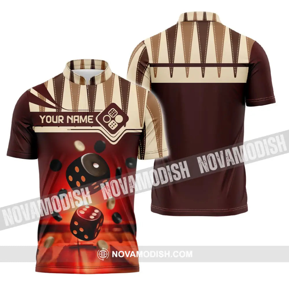 Unisex Shirt - Custom Backgammon 3D Shirt Zipper Polo Shirt / S T-shirt