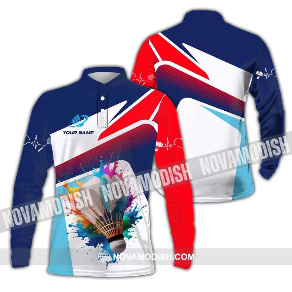 Unisex Shirt - Custom Badminton 3D Shirt Long Sleeve Polo / S T-shirt