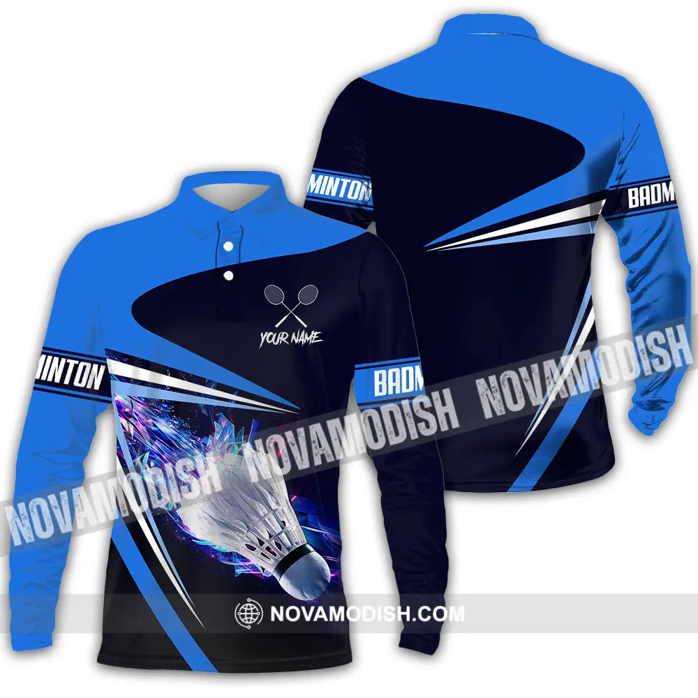 Unisex Shirt - Custom Badminton 3D Shirt Long Sleeve Polo / S T-shirt