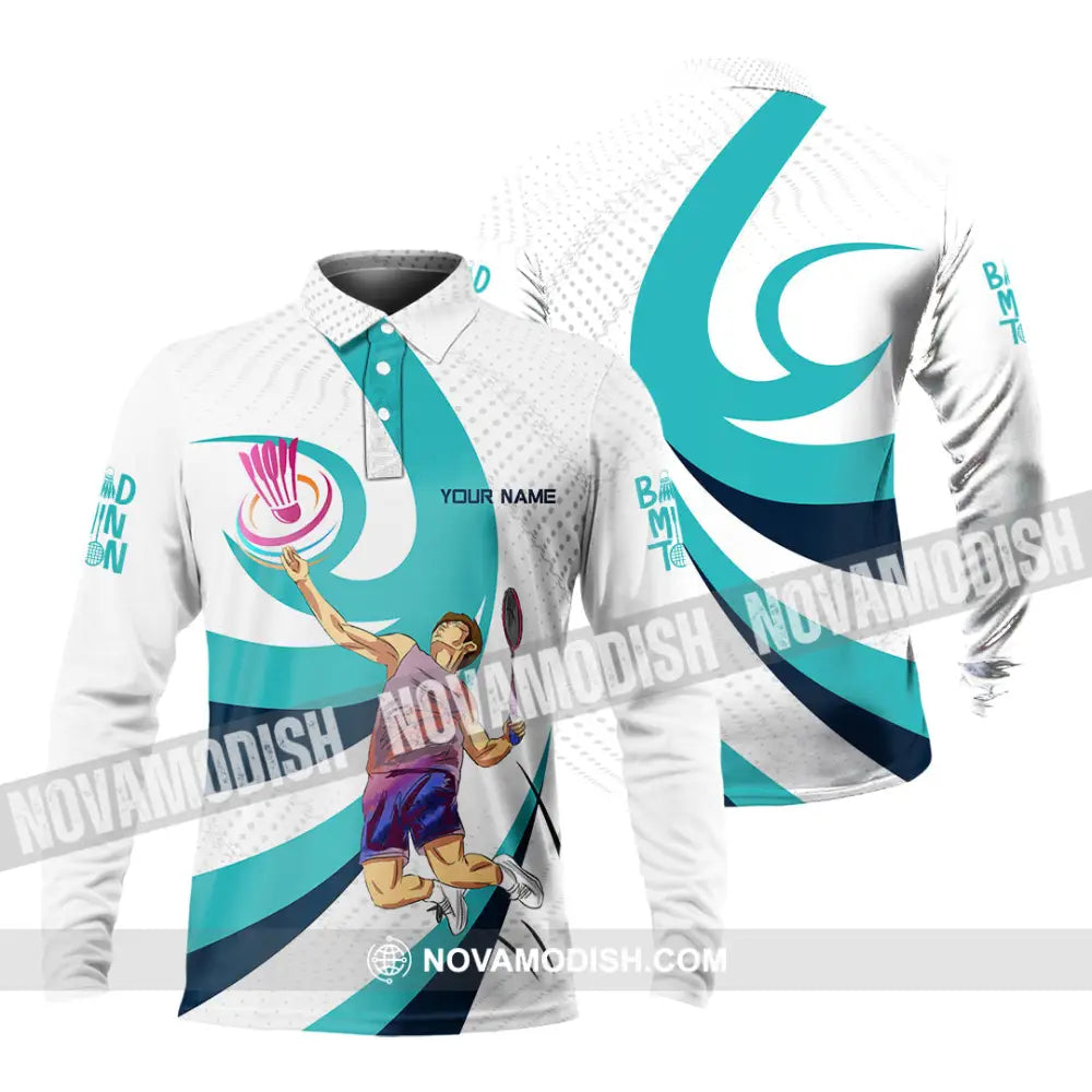 Unisex Shirt - Custom Badminton 3D Shirt Long Sleeve Polo / S T-shirt