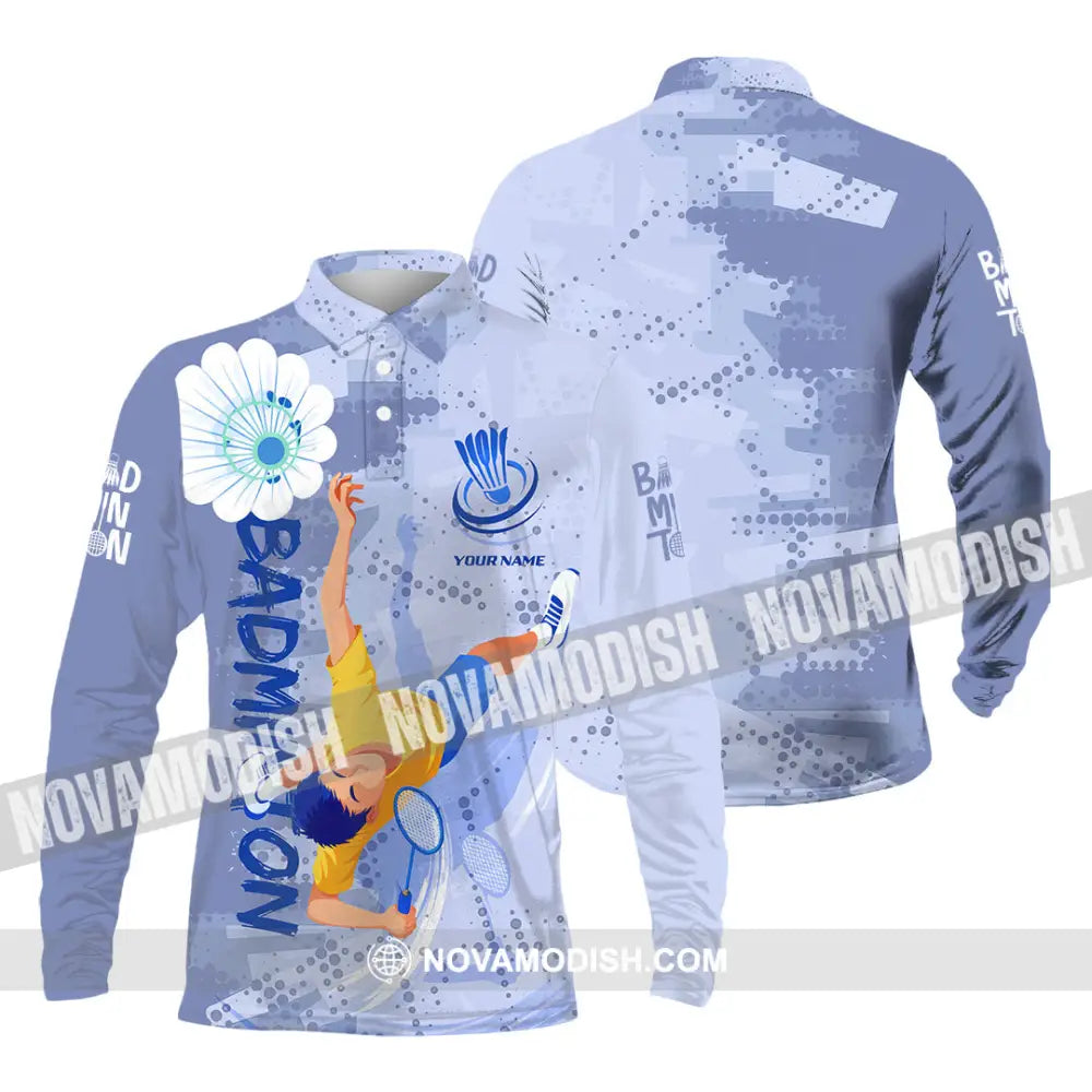 Unisex Shirt - Custom Badminton 3D Shirt Long Sleeve Polo / S T-shirt