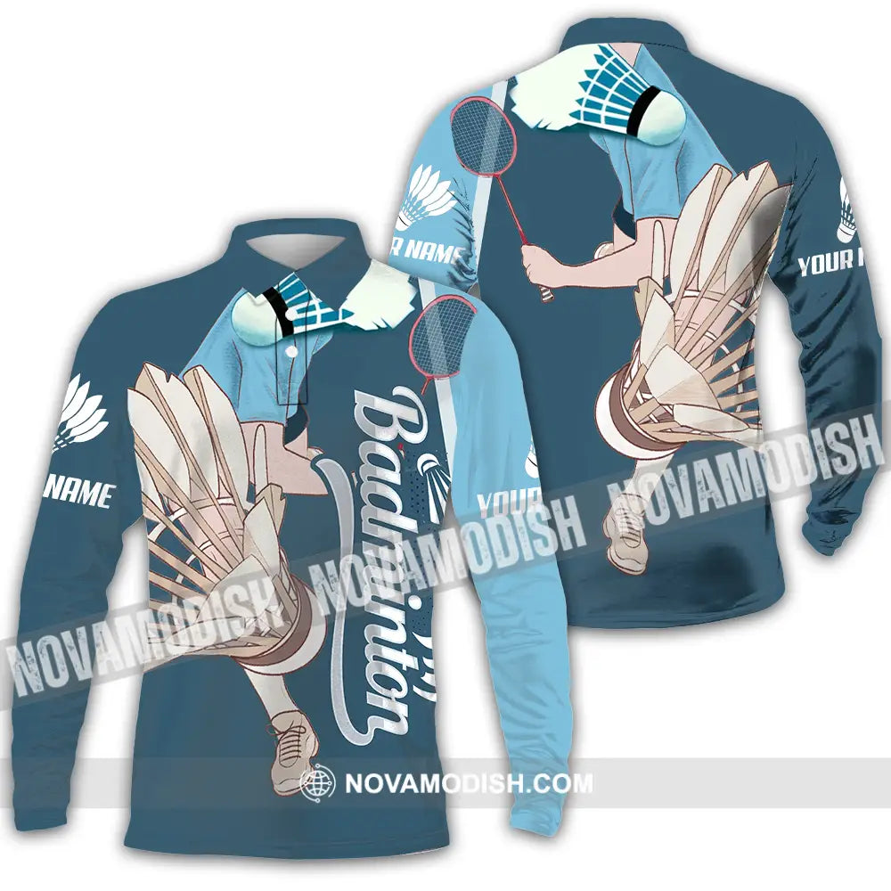 Unisex Shirt - Custom Badminton 3D Shirt Long Sleeve Polo / S T-shirt