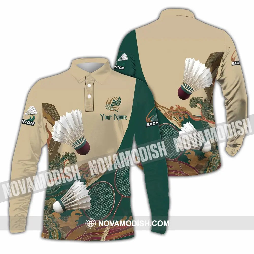 Unisex Shirt - Custom Badminton 3D Shirt Long Sleeve Polo / S T-shirt