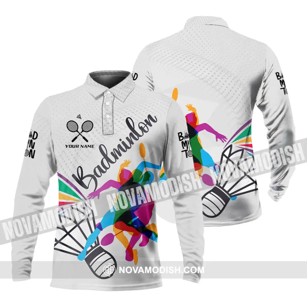 Unisex Shirt - Custom Badminton 3D Shirt Long Sleeve Polo / S T-shirt