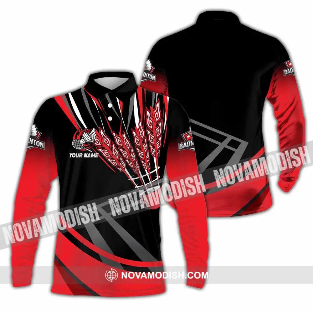 Unisex Shirt - Custom Badminton 3D Shirt Long Sleeve Polo / S T-shirt