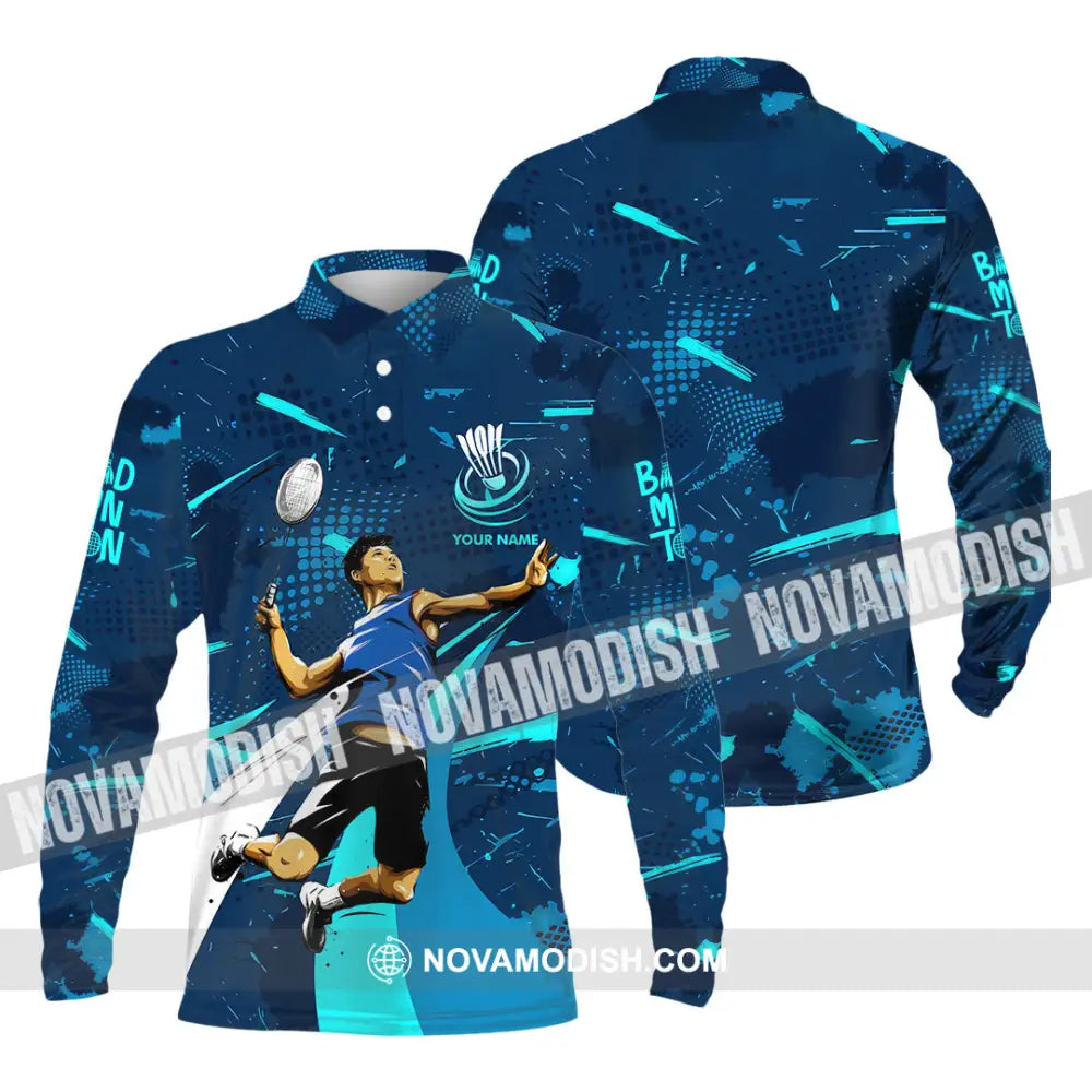 Unisex Shirt - Custom Badminton 3D Shirt Long Sleeve Polo / S T-shirt