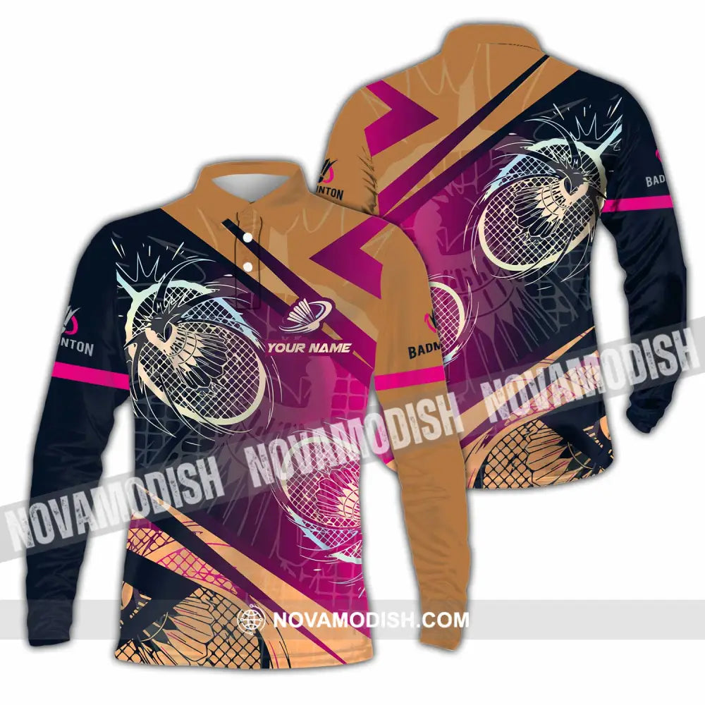 Unisex Shirt - Custom Badminton 3D Shirt Long Sleeve Polo / S T-shirt