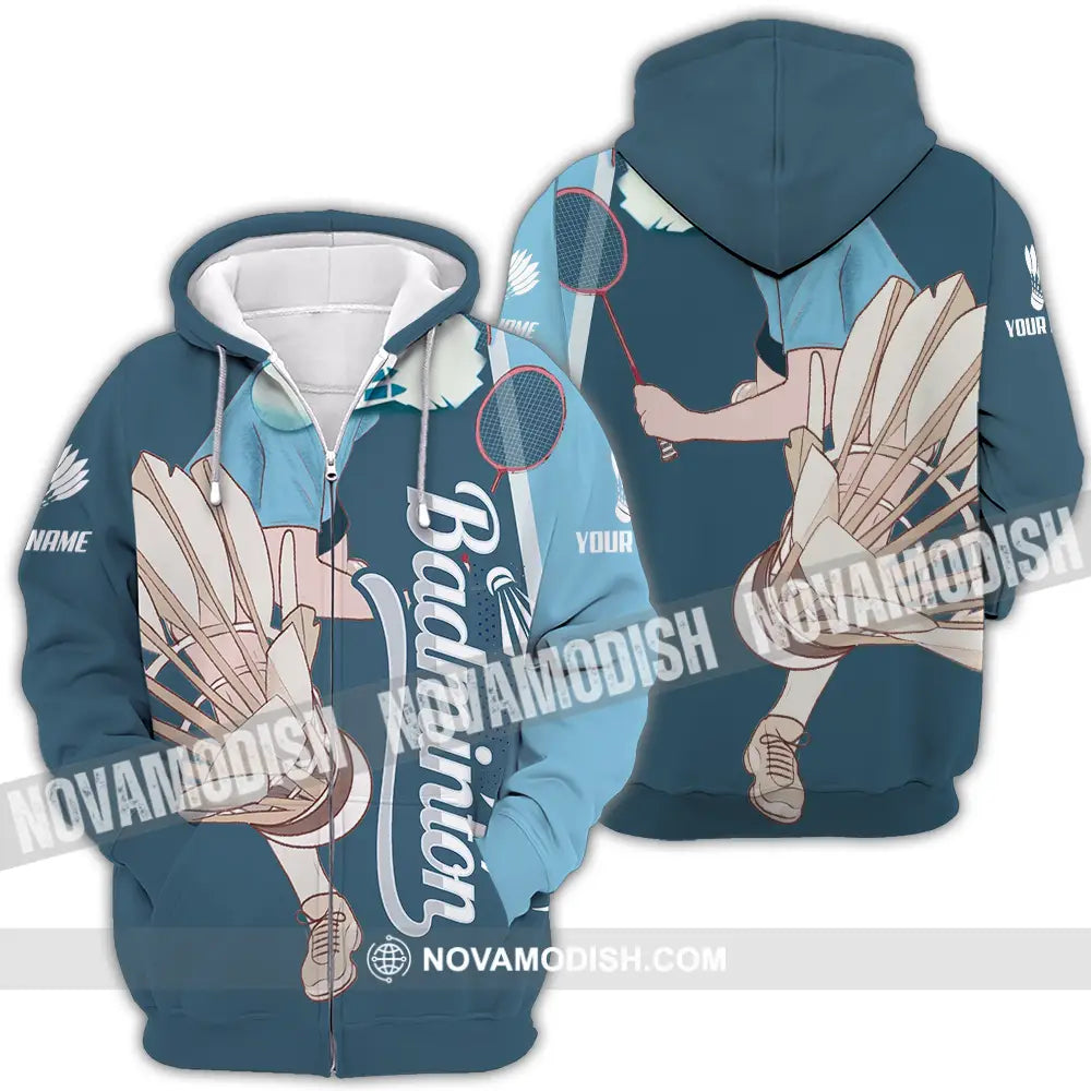 Unisex Shirt - Custom Badminton 3D Shirt Zipper Hoodie / S T-shirt
