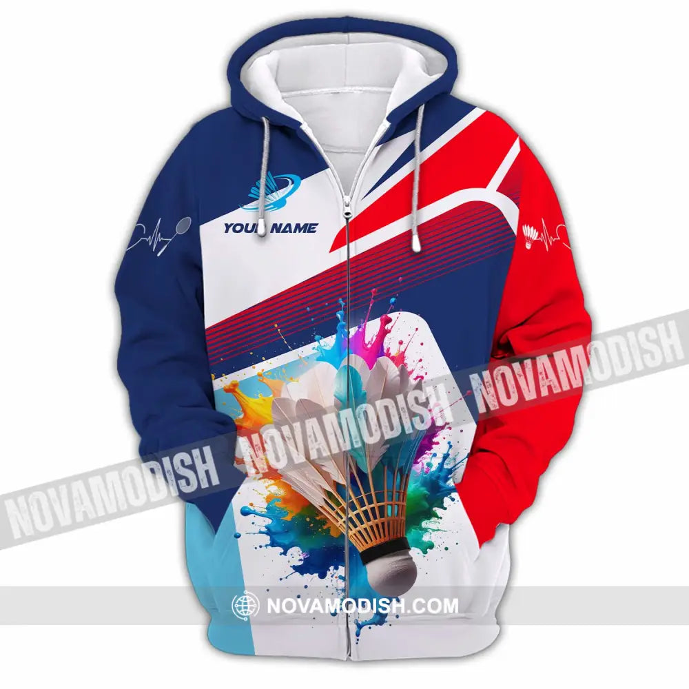 Unisex Shirt - Custom Badminton 3D Shirt Zipper Hoodie / S T-shirt