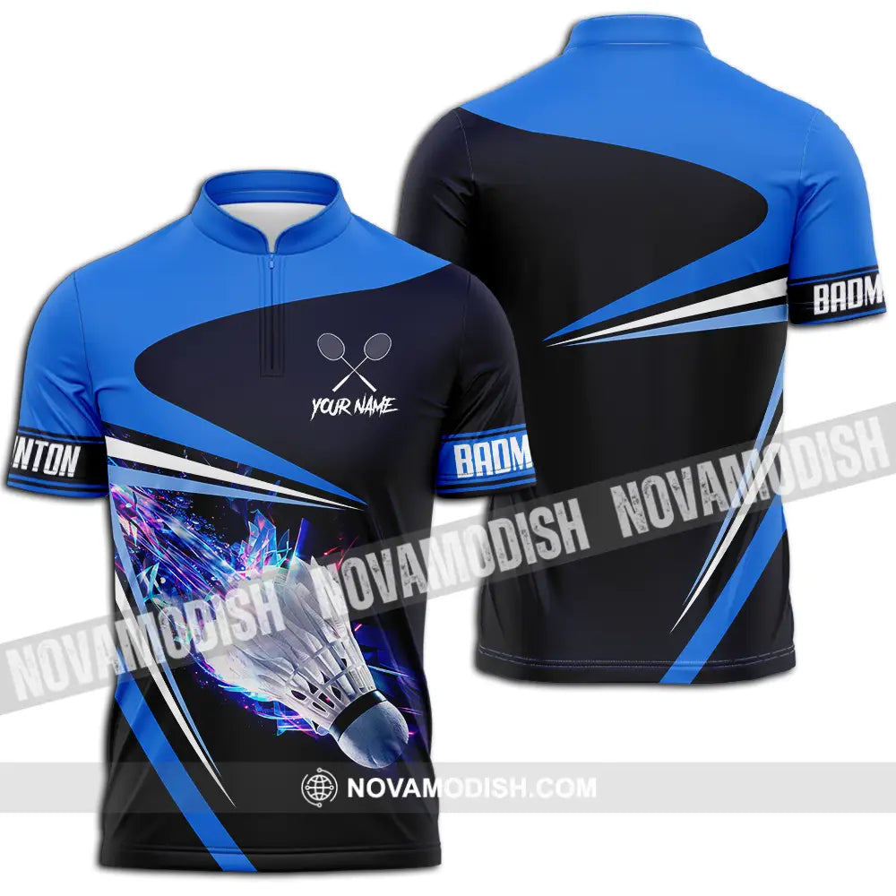 Unisex Shirt - Custom Badminton 3D Shirt Zipper Polo Shirt / S T-shirt