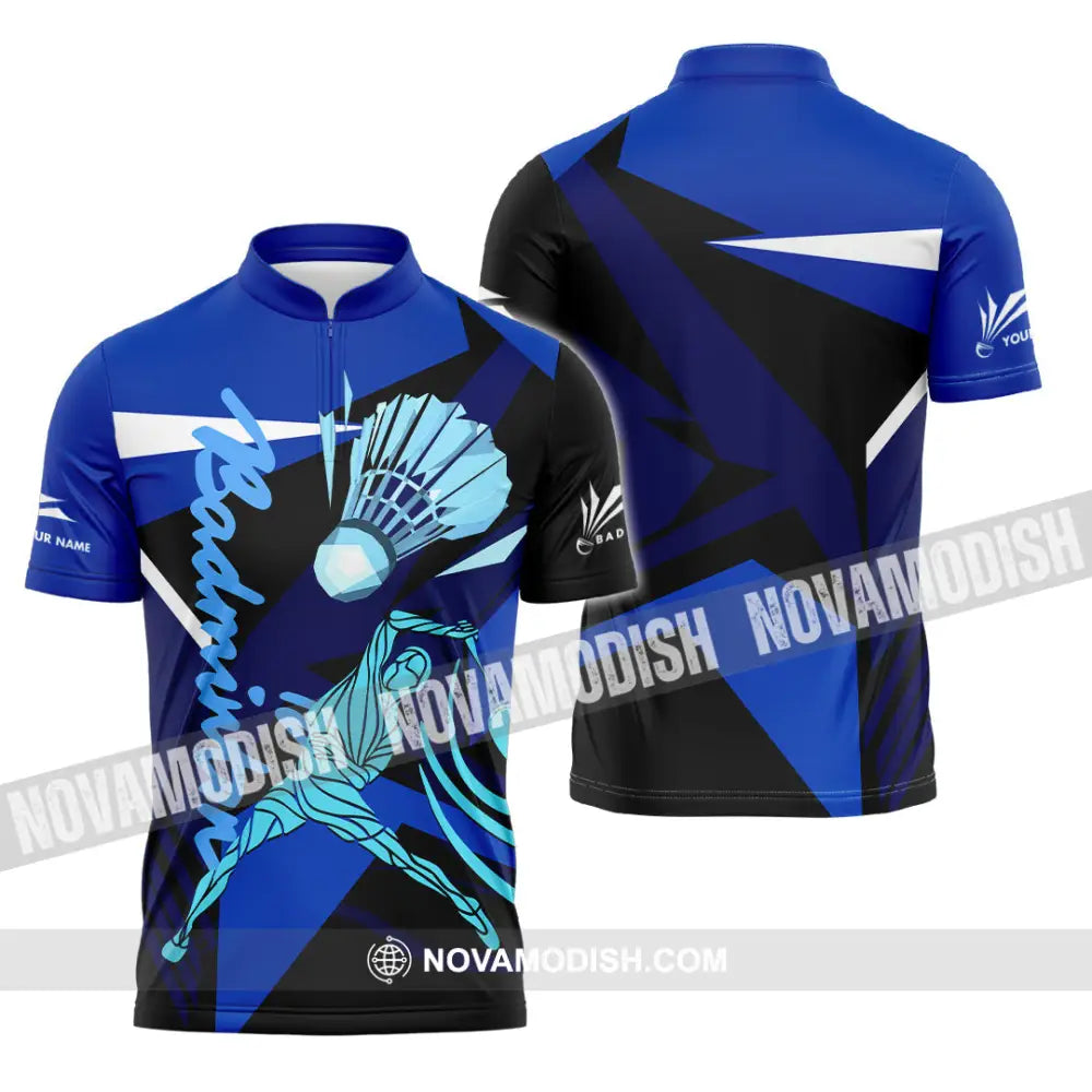 Unisex Shirt - Custom Badminton 3D Shirt Zipper Polo Shirt / S T-shirt