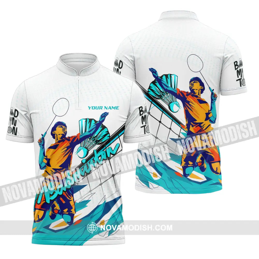 Unisex Shirt - Custom Badminton 3D Shirt Zipper Polo Shirt / S T-shirt