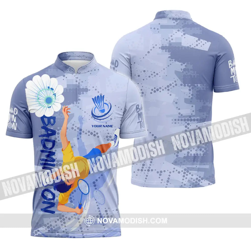 Unisex Shirt - Custom Badminton 3D Shirt Zipper Polo Shirt / S T-shirt