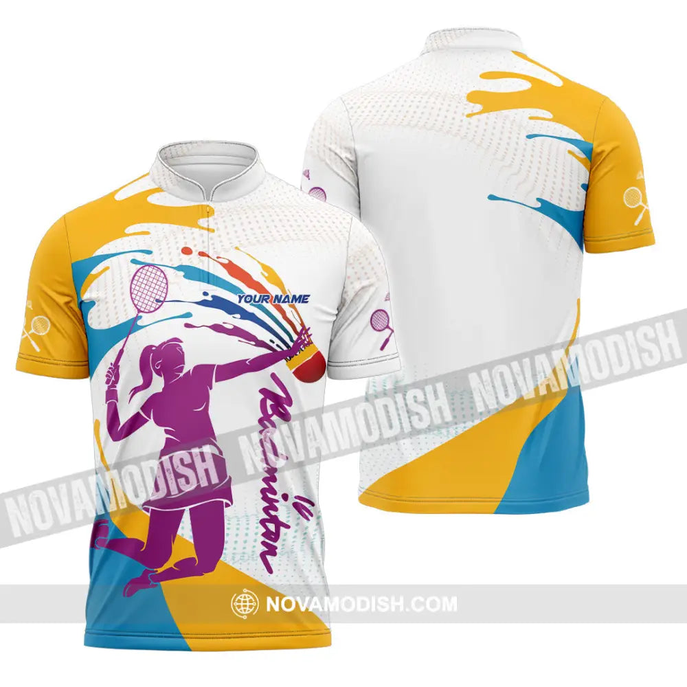 Unisex Shirt - Custom Badminton 3D Shirt Zipper Polo Shirt / S T-shirt