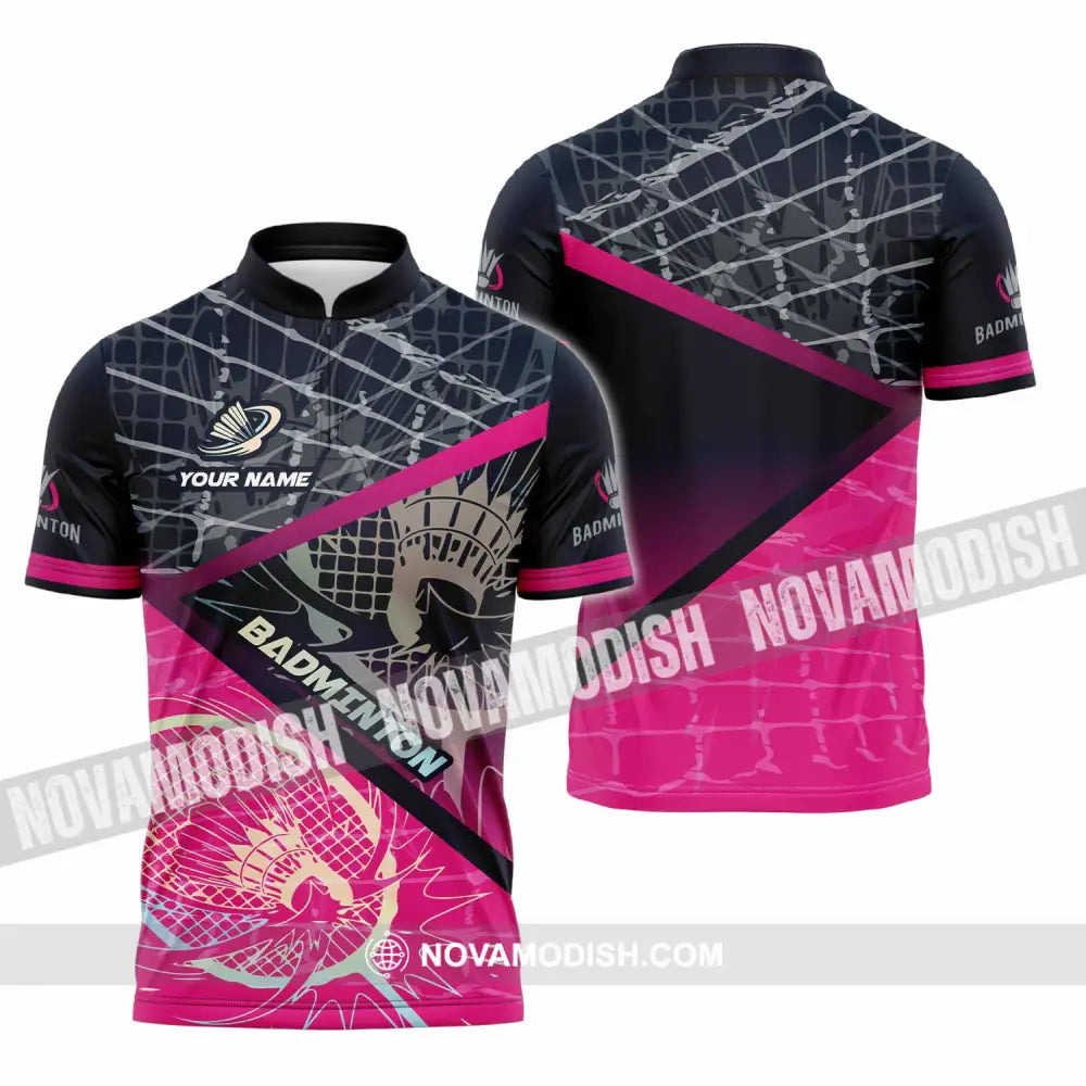 Unisex Shirt - Custom Badminton 3D Shirt Zipper Polo Shirt / S T-shirt