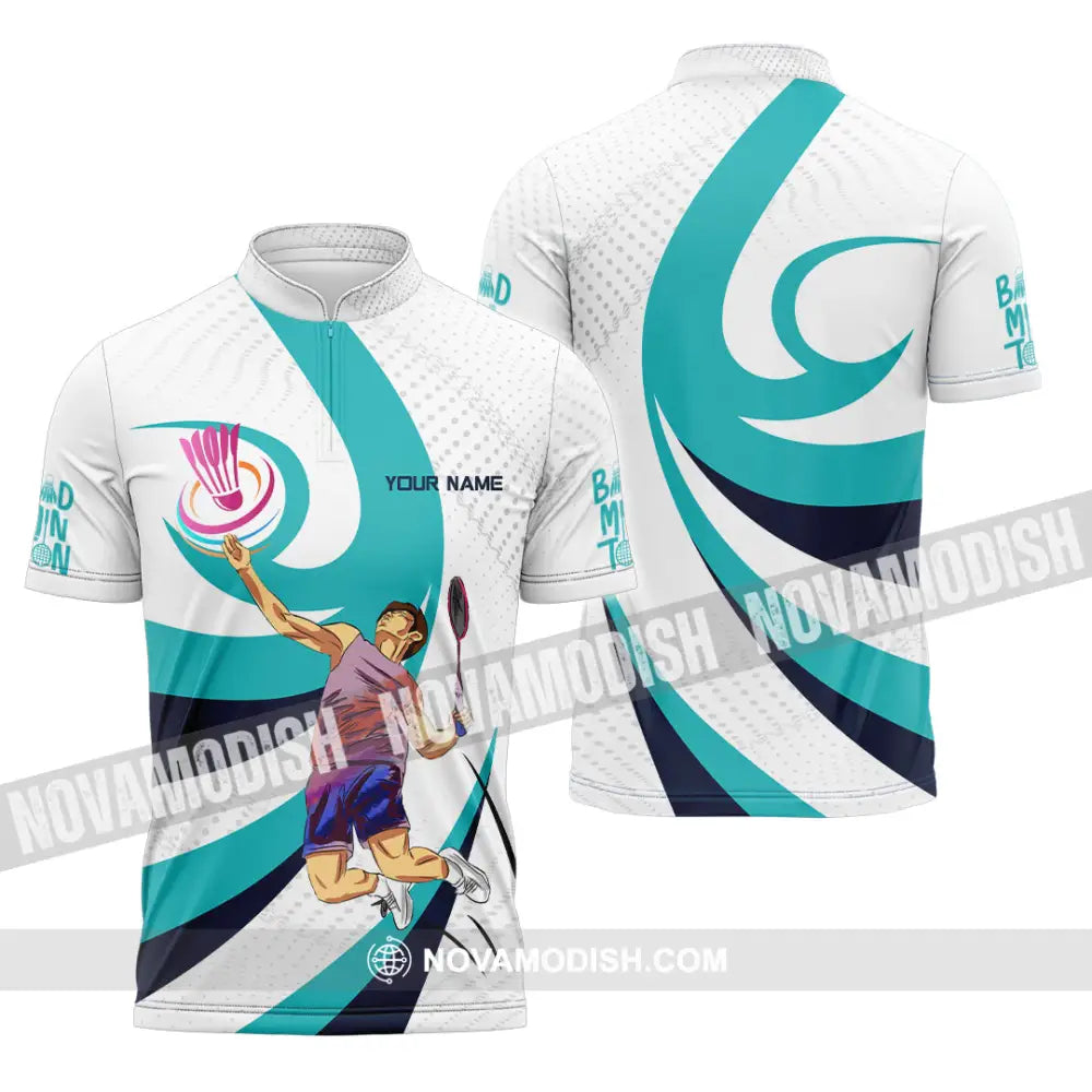 Unisex Shirt - Custom Badminton 3D Shirt Zipper Polo Shirt / S T-shirt