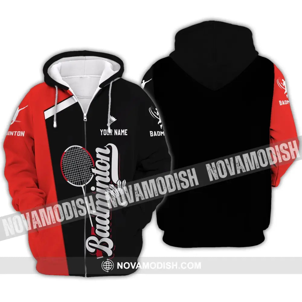 Unisex Shirt - Custom Badminton Name T-Shirt - Badminton Clothing Zipper Hoodie / S T-shirt