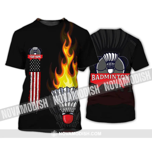 Unisex Shirt - Custom Badminton Name T-Shirt - Fire Badminton Clothing T-Shirt / S T-shirt
