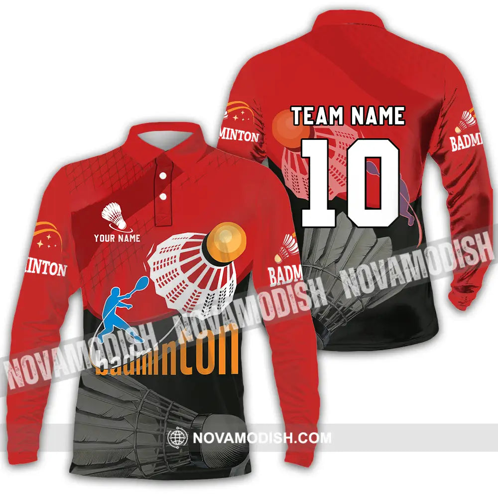 Unisex Shirt - Custom Badminton Player Shirt Long Sleeve Polo / S T-shirt
