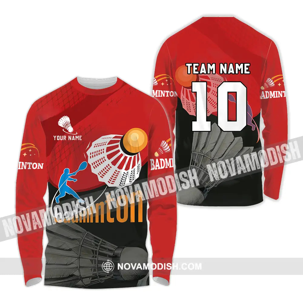 Unisex Shirt - Custom Badminton Player Shirt Long Sleeve Shirt / S T-shirt