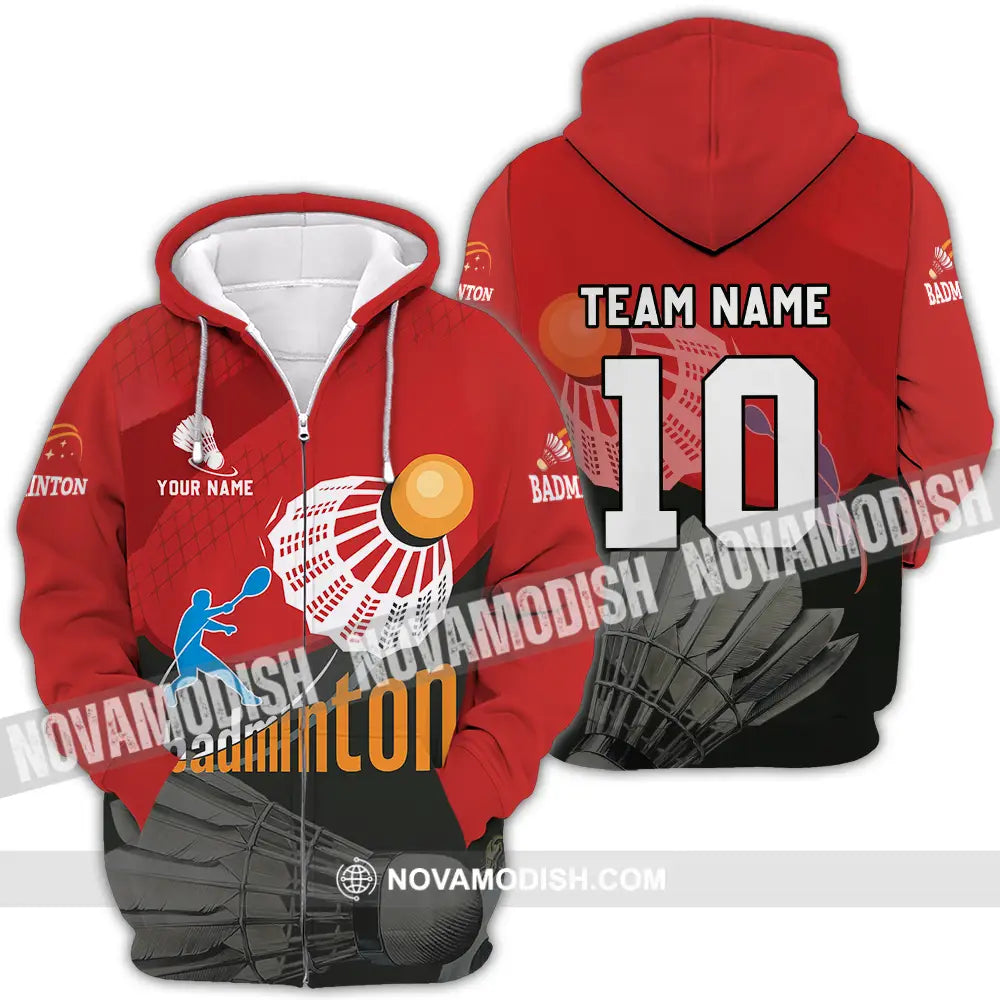 Unisex Shirt - Custom Badminton Player Shirt Zipper Hoodie / S T-shirt