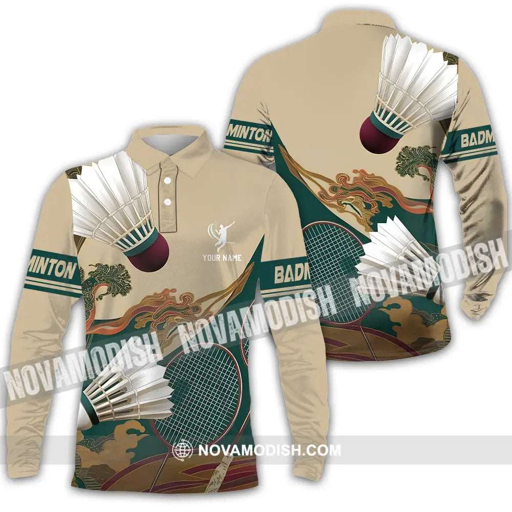 Unisex Shirt - Custom Badminton Sport Shirt Long Sleeve Polo / S T-shirt