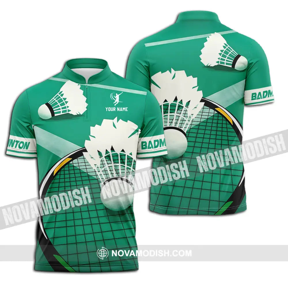Unisex Shirt - Custom Badminton Sport Shirt Zipper Polo Shirt / S T-shirt