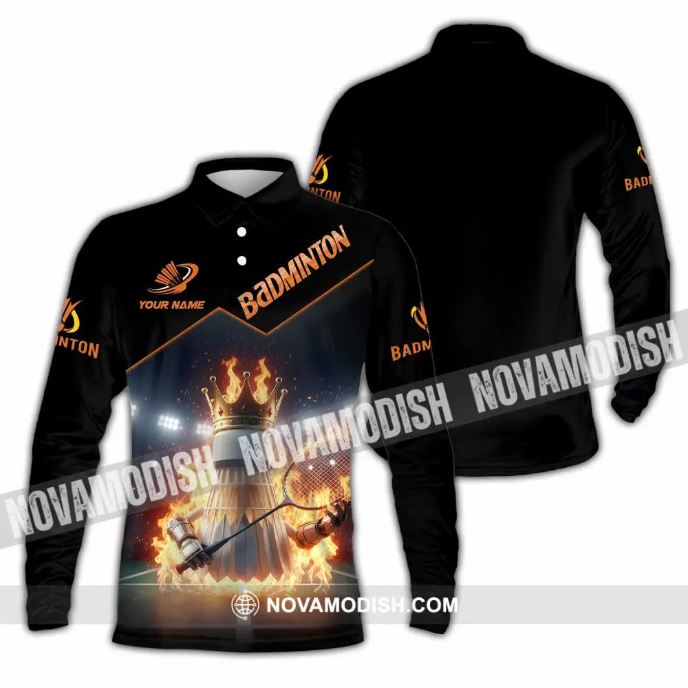 Unisex Shirt - Custom Badminton Sports Shirt Long Sleeve Polo / S T-shirt