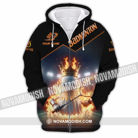 Unisex Shirt - Custom Badminton Sports Shirt Zipper Hoodie / S T-shirt