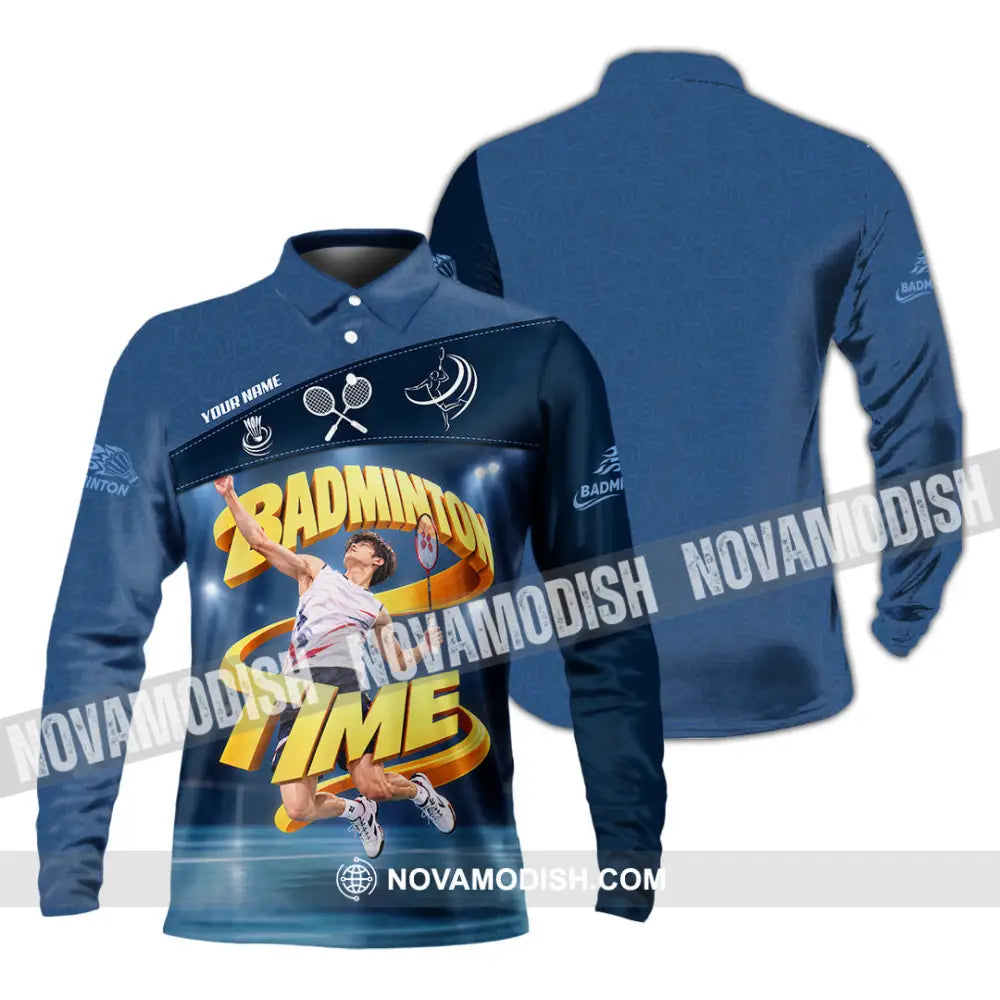 Unisex Shirt - Custom Badminton Time Shirt - Long Sleeve Polo / S - T-shirt