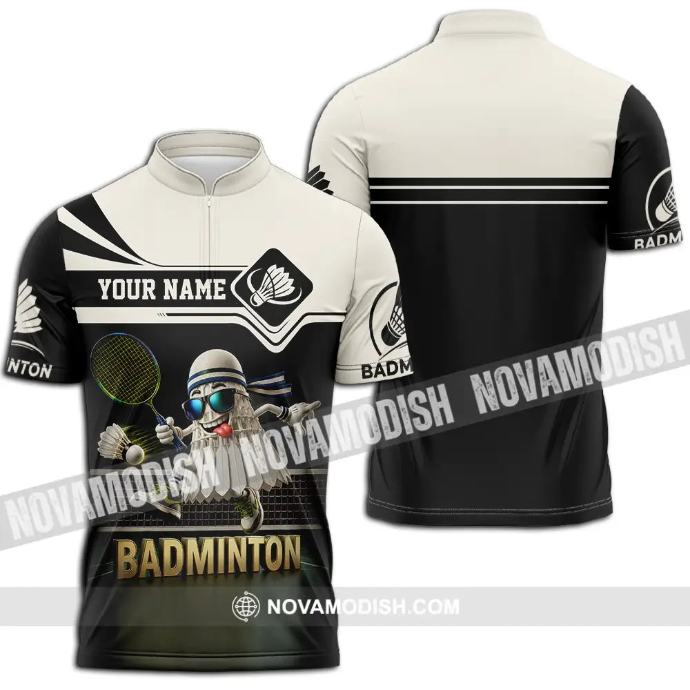 Unisex Shirt - Custom Badminton Shirt - Zipper Polo Shirt / S - T-shirt