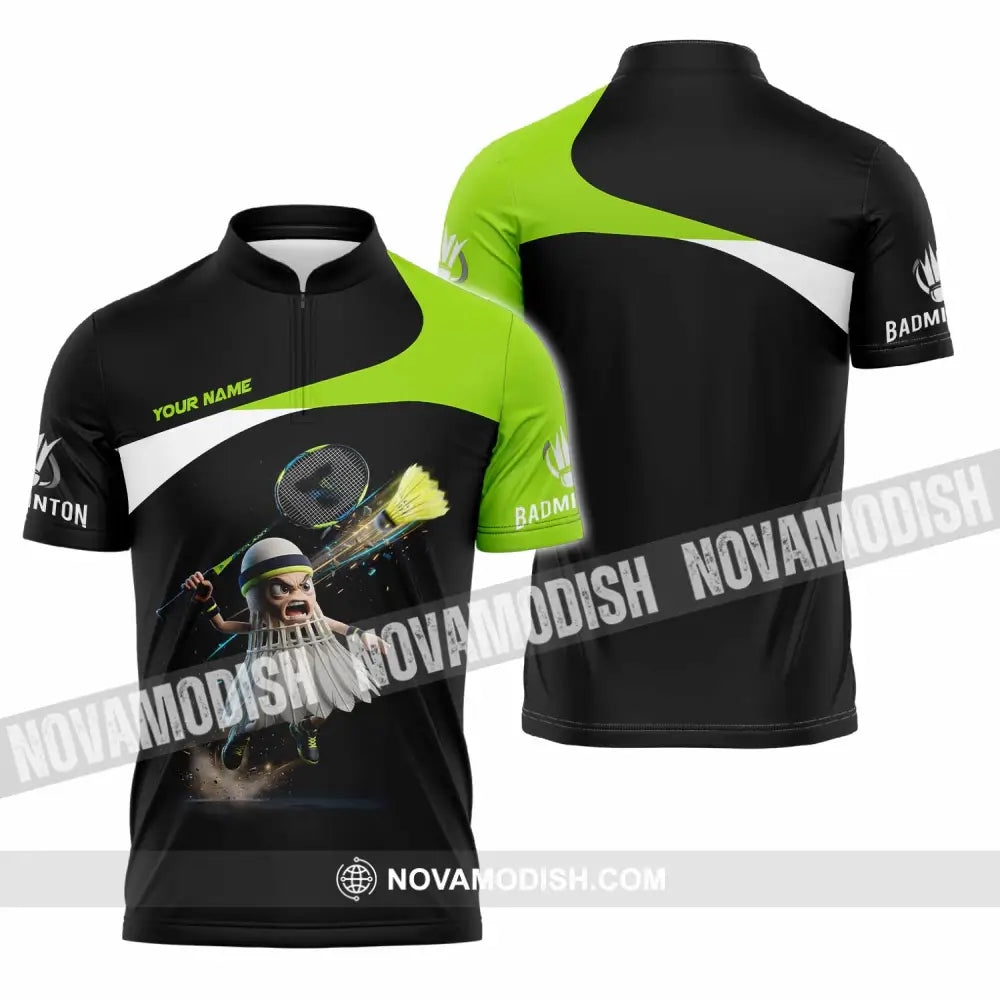 Unisex Shirt - Custom Badminton Shirt - Zipper Polo Shirt / S - T-shirt