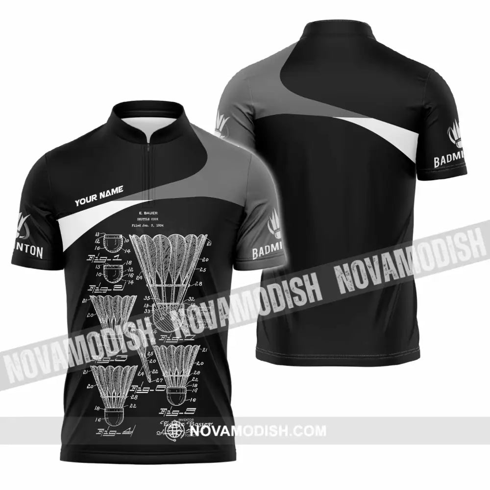 Unisex Shirt - Custom Badminton Shirt - Zipper Polo Shirt / S - T-shirt