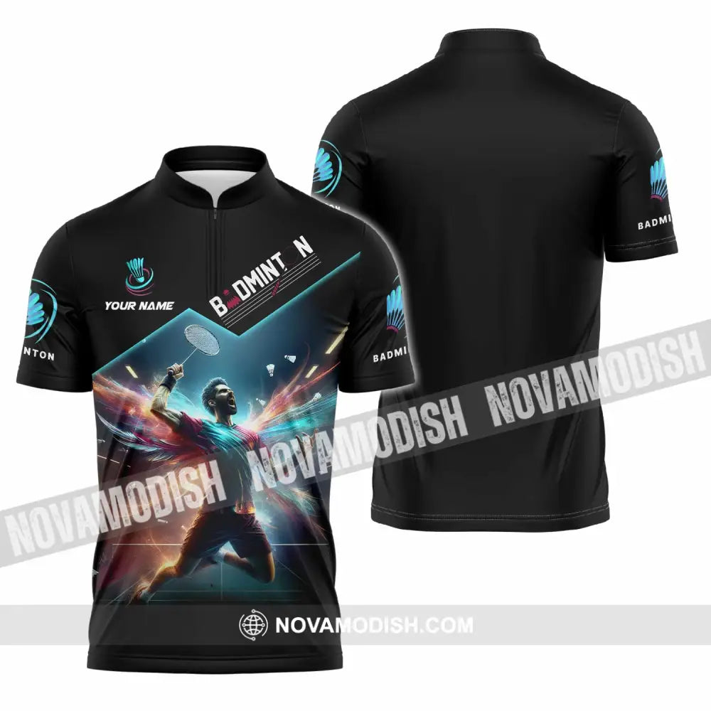 Unisex Shirt - Custom Badminton Shirt - Zipper Polo Shirt / S - T-shirt