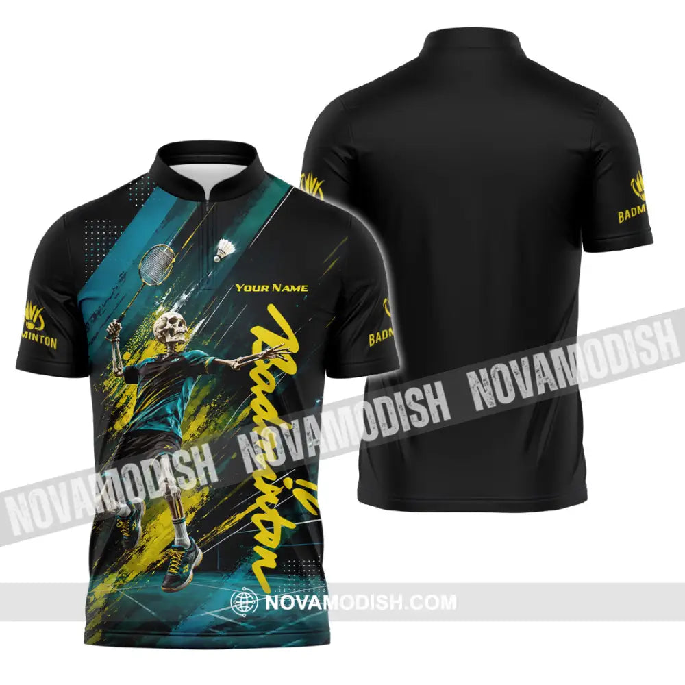 Unisex Shirt - Custom Badminton Shirt - Zipper Polo Shirt / S - T-shirt