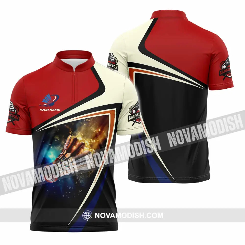 Unisex Shirt - Custom Badminton Shirt Zipper Polo Shirt / S T-shirt