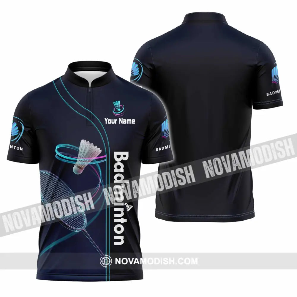 Unisex Shirt - Custom Badminton Shirt - Zipper Polo Shirt / S - T-shirt