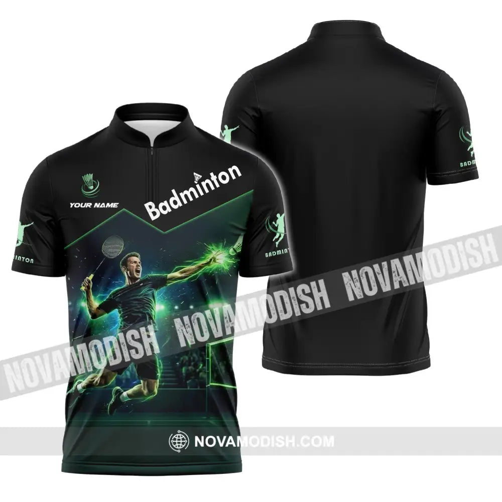 Unisex Shirt - Custom Badminton Shirt - Zipper Polo Shirt / S - T-shirt
